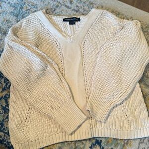 French Connection cream chunky knit v neck sweater. Sz. S